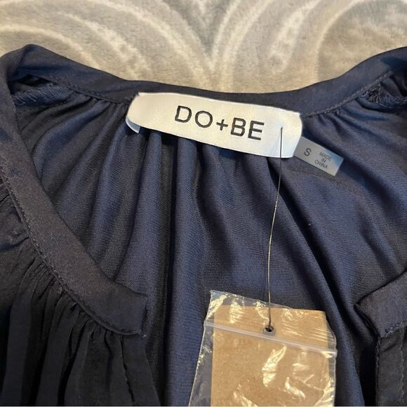 NWT DO+BE Long Sleeve Navy Blue  Ruffle Mini Dress Size Medium - Picture 5 of 7
